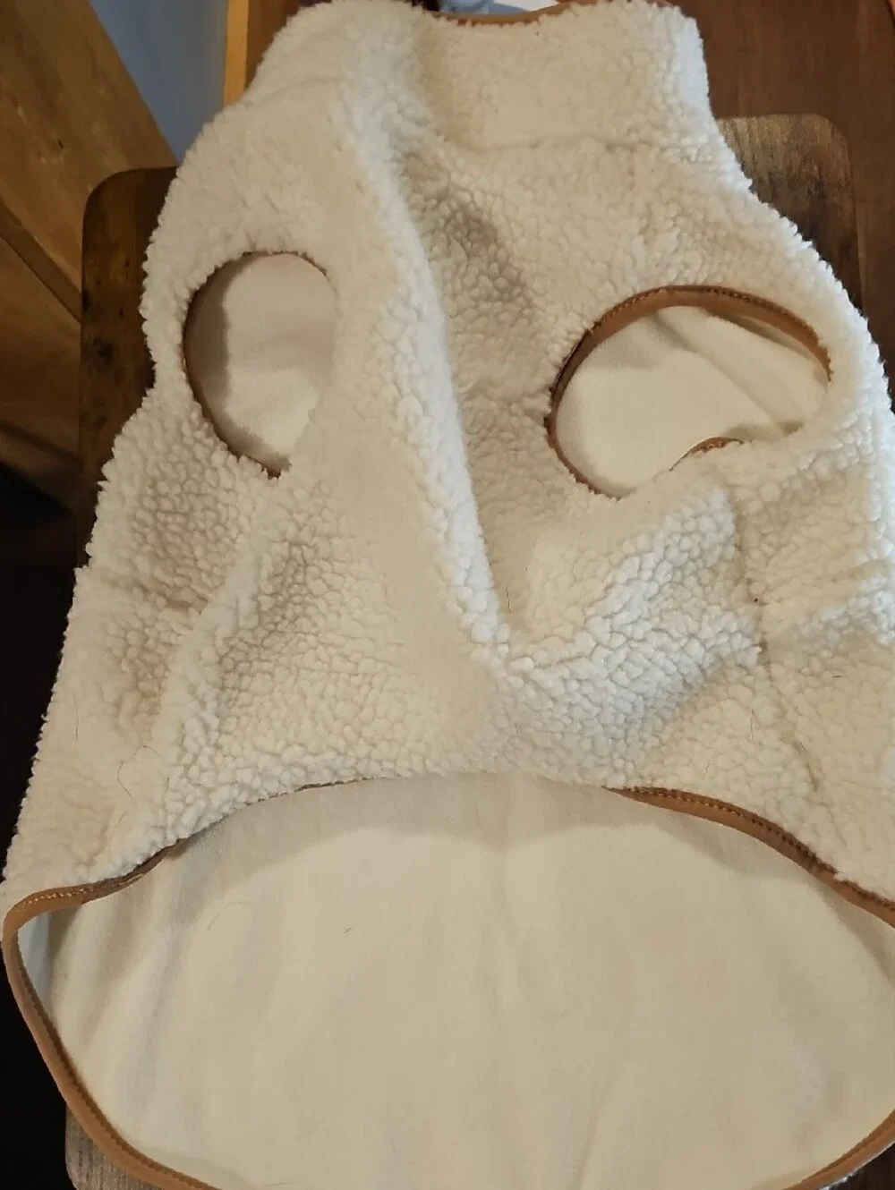 PINK Victoria's Secret Cream Sherpa Jacket with Tan Trim